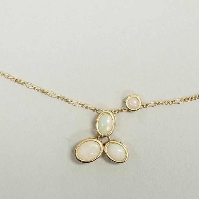 14k gold opal dangle pendant necklace