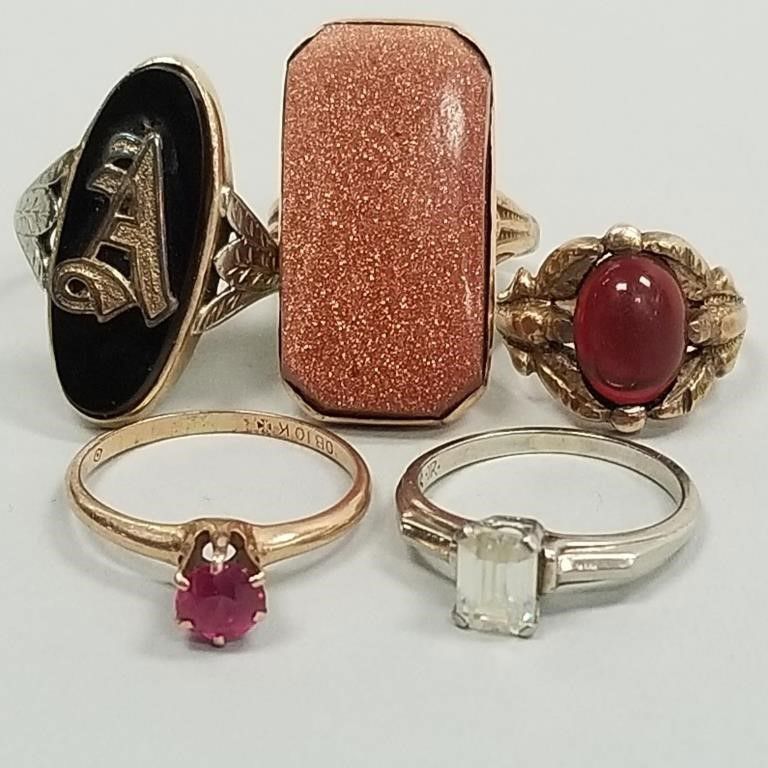 10k and 14k gold rings set with stones