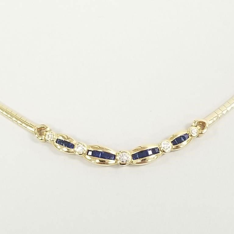 14k gold sapphire diamond choker necklace