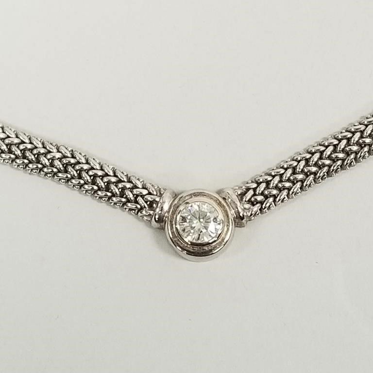 14k white gold moissanite chain necklace