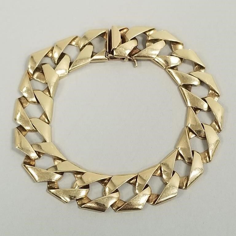 14k gold curb link bracelet