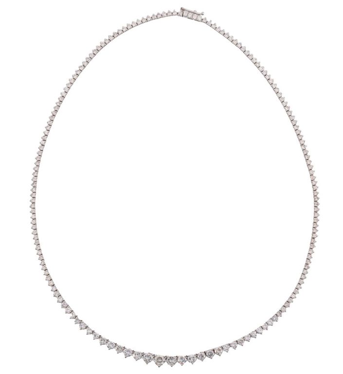 14k white gold graduated diamond necklace