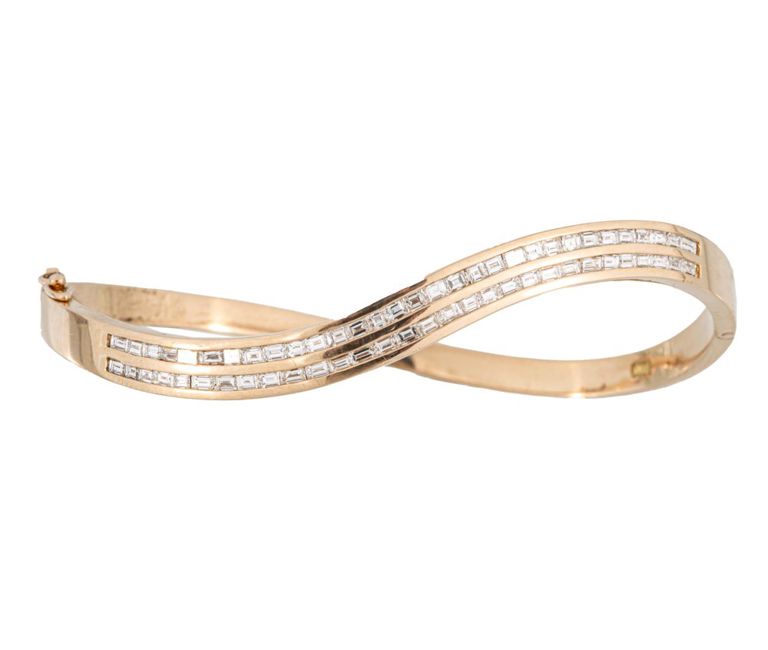 14k yellow gold diamond bangle bracelet
