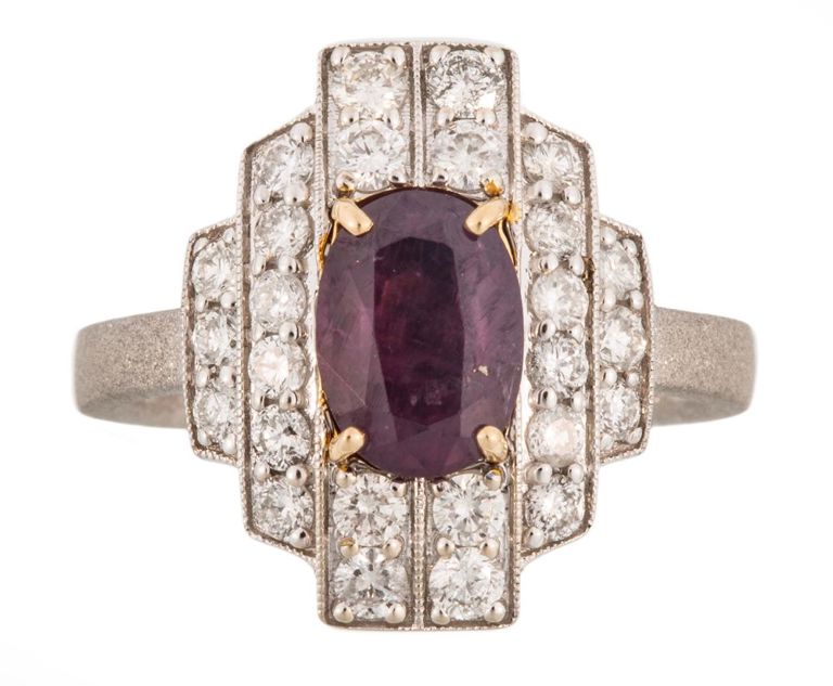 18k white gold sapphire and diamond ring
