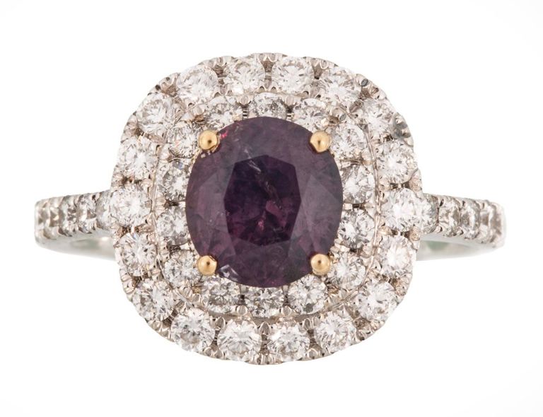 18k white and yellow gold sapphire and diamond ring