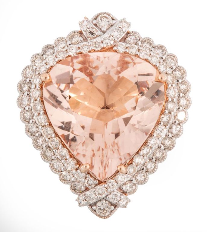 14k rose and white gold morganite and diamond ring