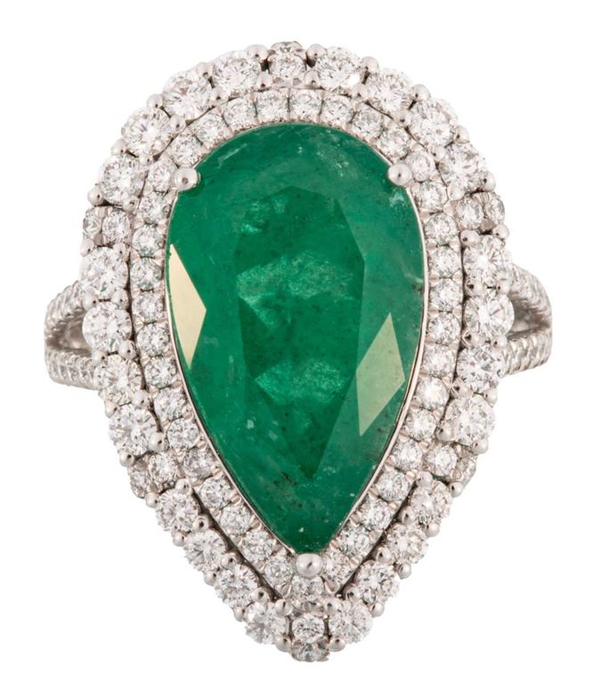 950 platinum emerald and diamond ring