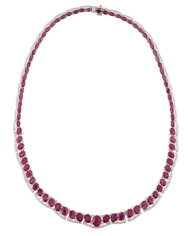 950 platinum ruby and diamond necklace