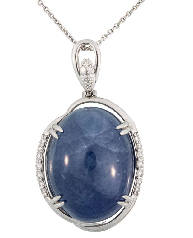 950 platinum sapphire and diamond pendant on chain