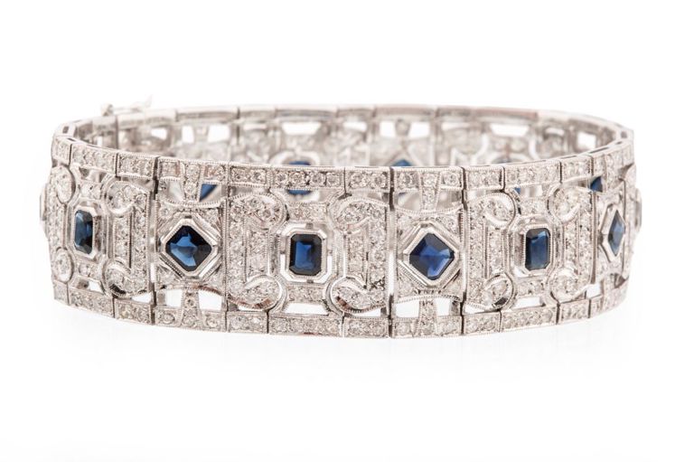 18k white gold sapphire and diamond bracelet