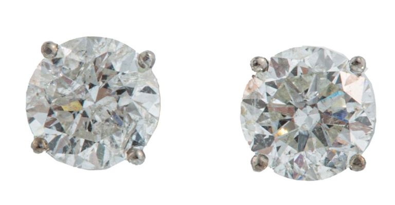 14k white gold diamond stud earrings