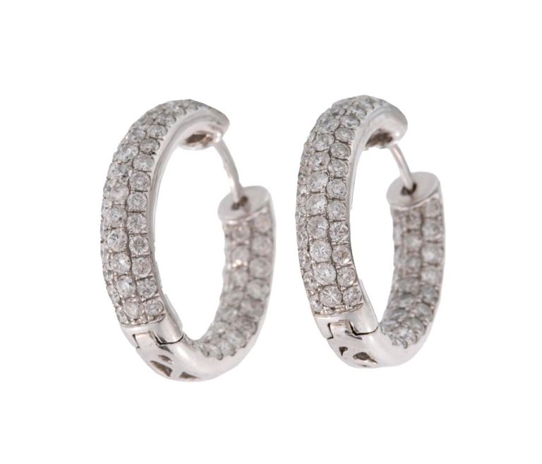18k white gold diamond hoop earrings