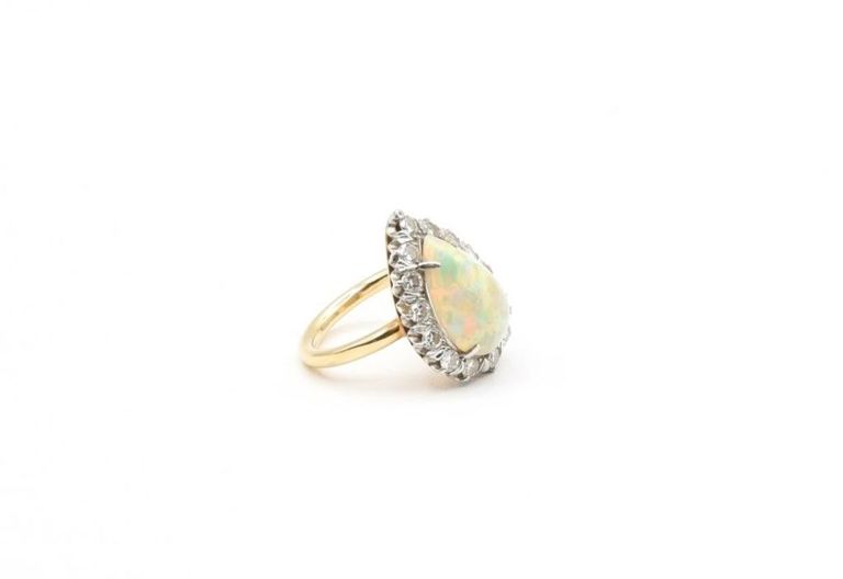 14k gold opal diamond ring