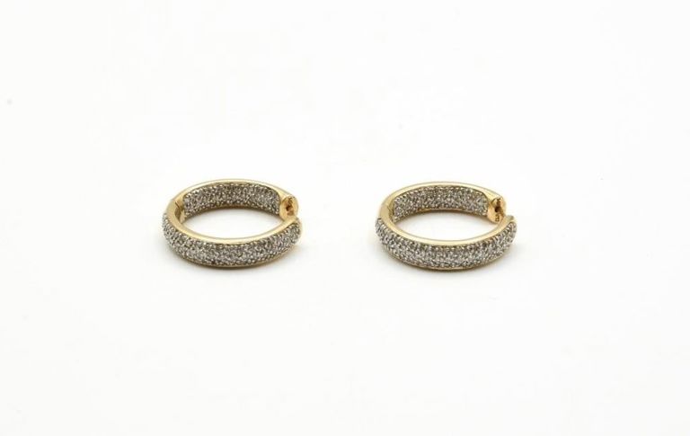14k gold diamond hoop earrings