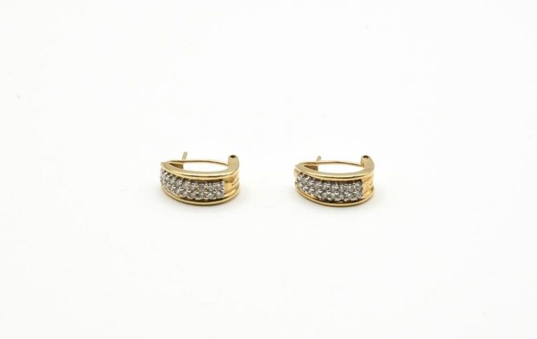 14k gold diamond half hoop earrings