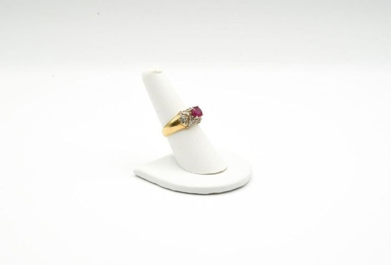 14k gold diamond red stone ring