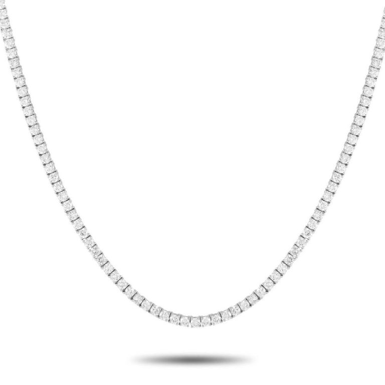 14k white gold diamond tennis necklace