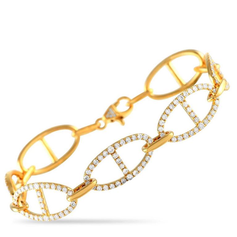 18k yellow gold diamond link bracelet