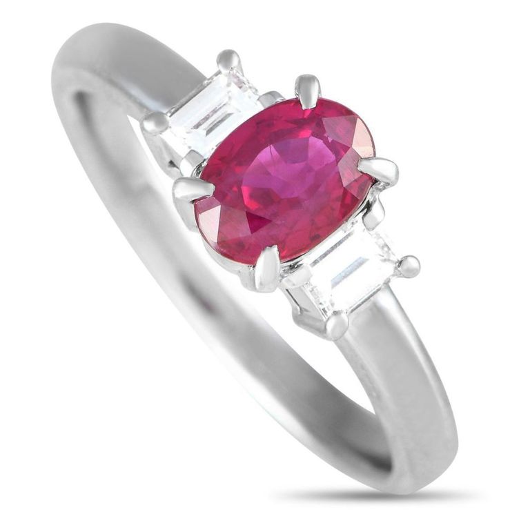 Platinum diamond and ruby ring