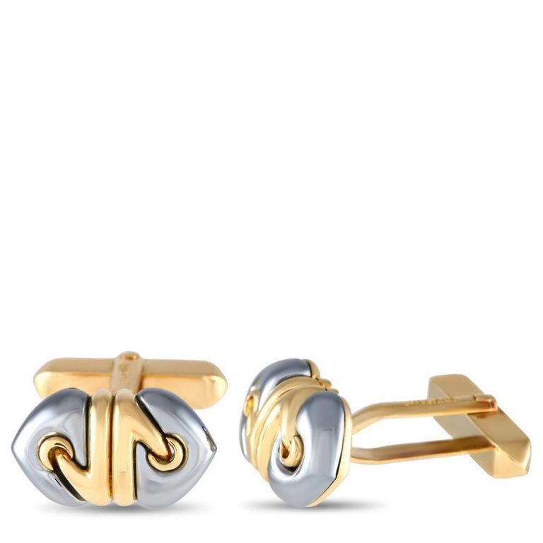 18k yellow gold Bvlgari hematite cufflinks