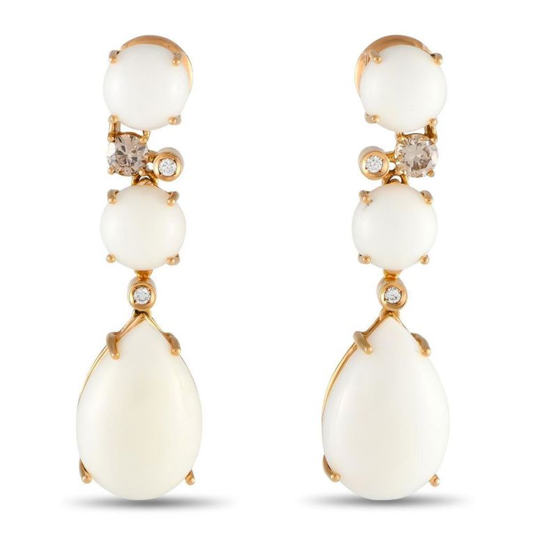 18k rose gold diamond onyx earrings