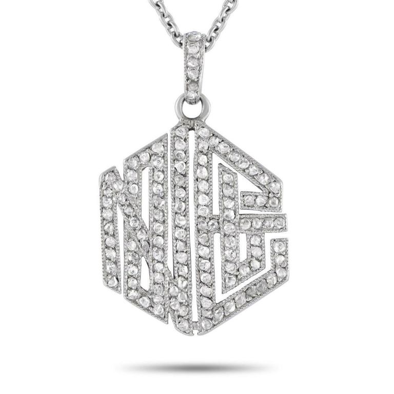 Platinum Cartier diamond pendant necklace
