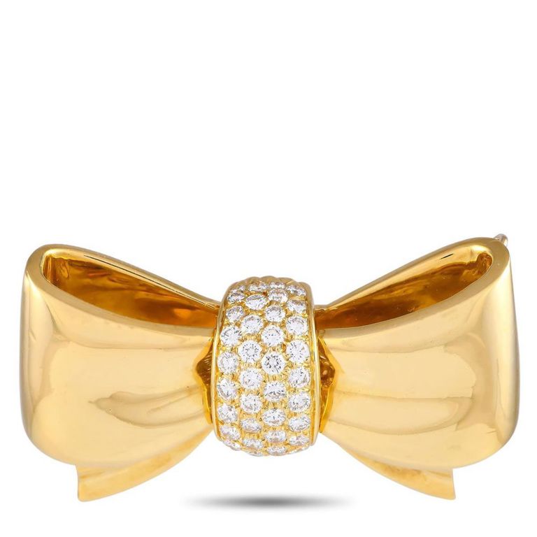 18k yellow gold Van Cleef diamond bow brooch
