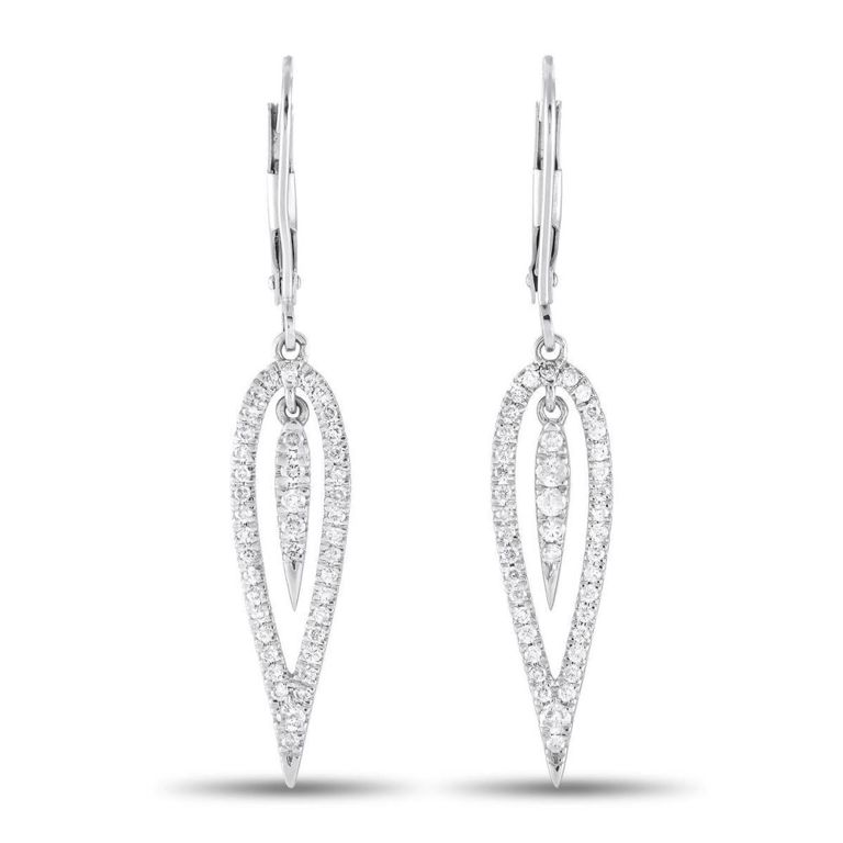14k white gold diamond teardrop earrings