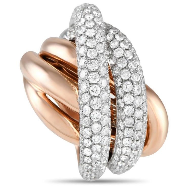 18k rose gold diamond crossover ring