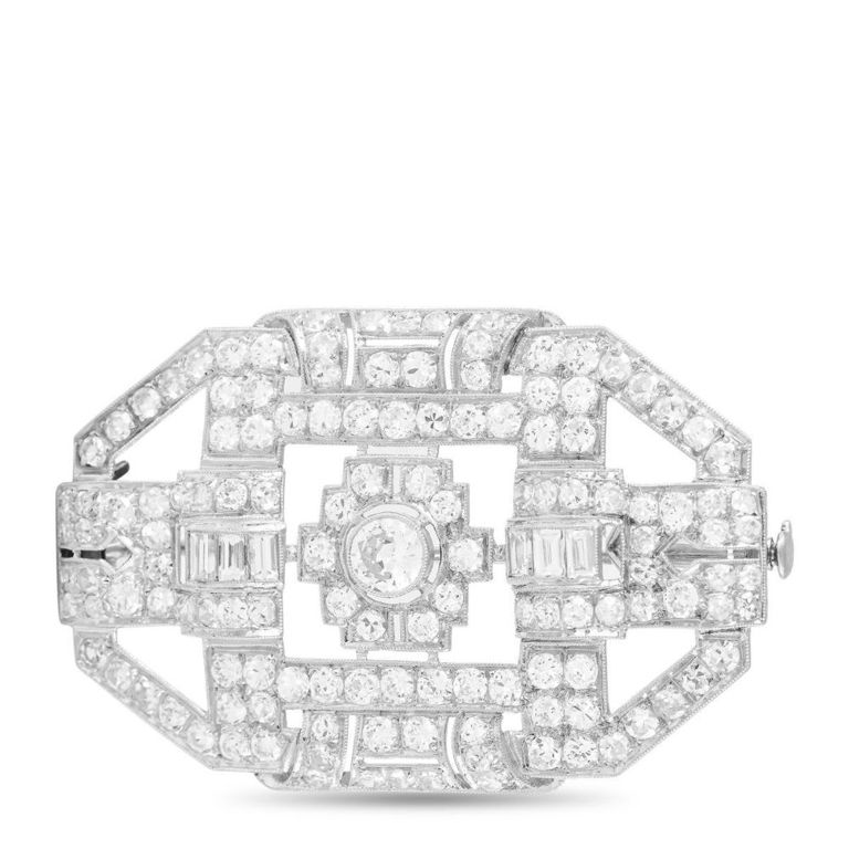 Antique platinum diamond Art Deco brooch