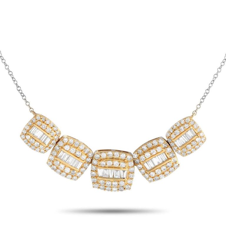 14k white and yellow gold diamond necklace