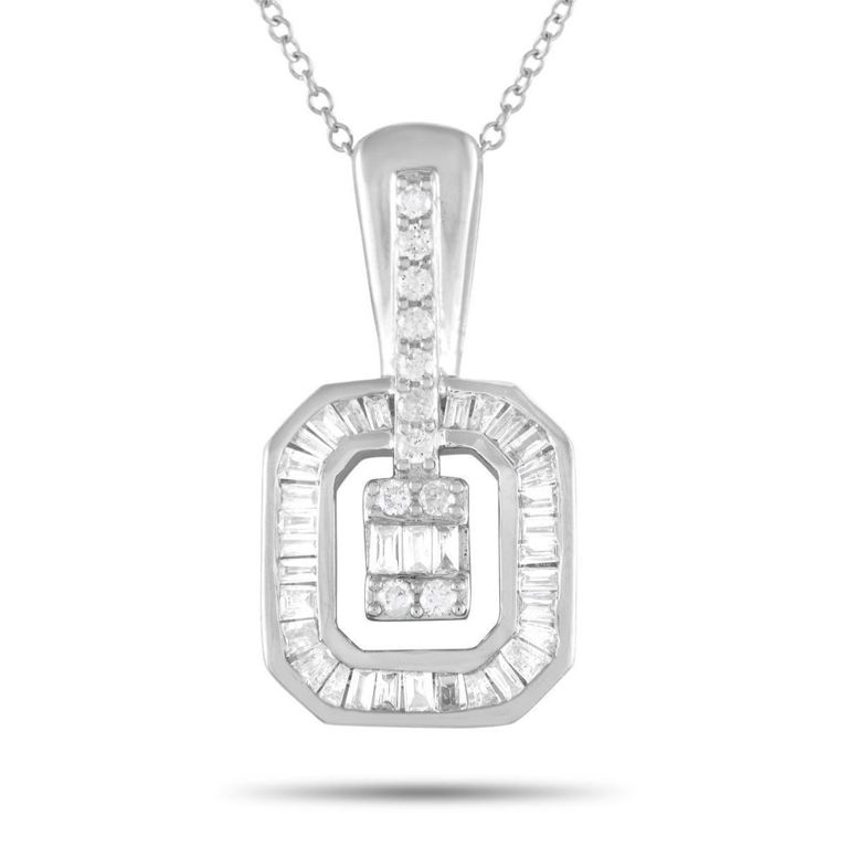 14k white gold diamond pendant necklace