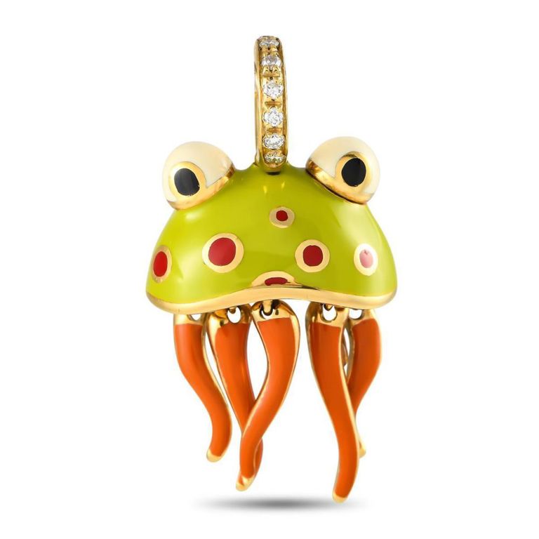 18k yellow gold diamond enamel charm