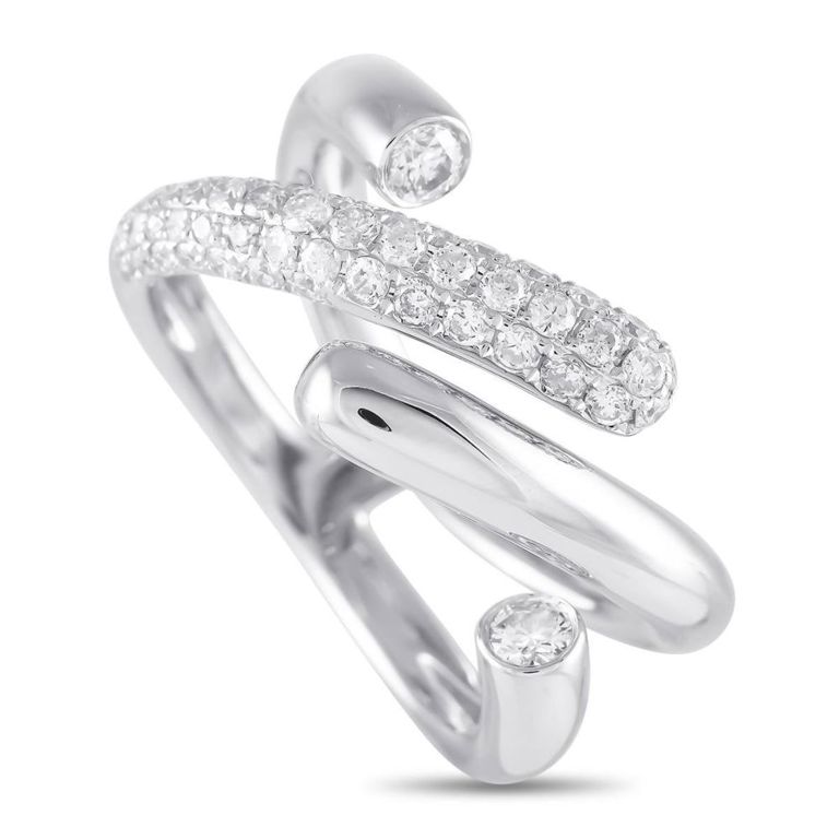 18k white gold diamond crossover ring