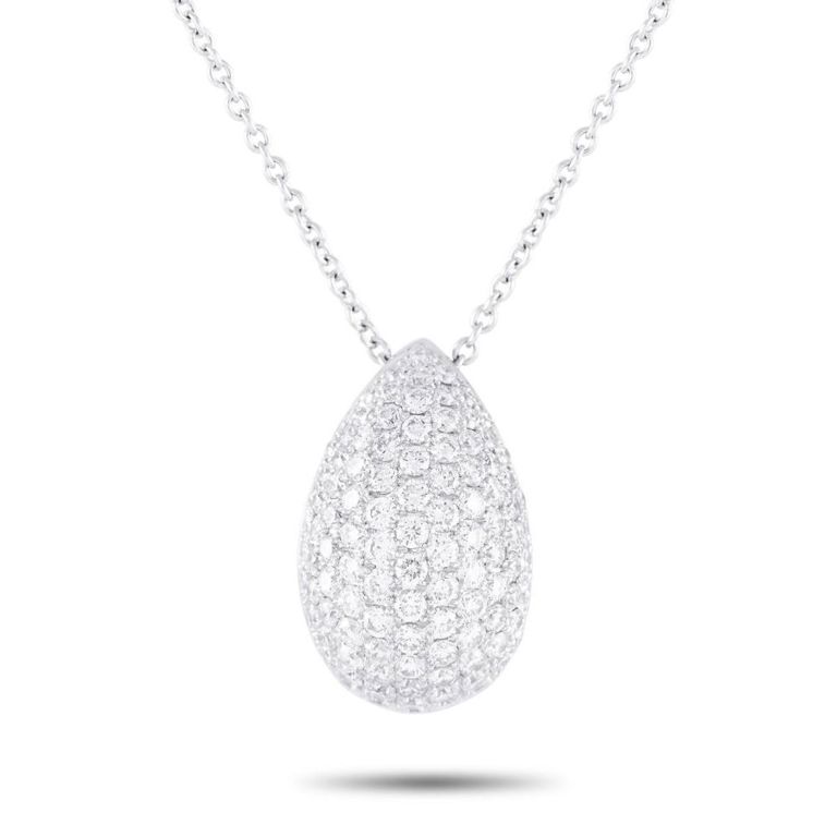 18k white gold diamond teardrop necklace