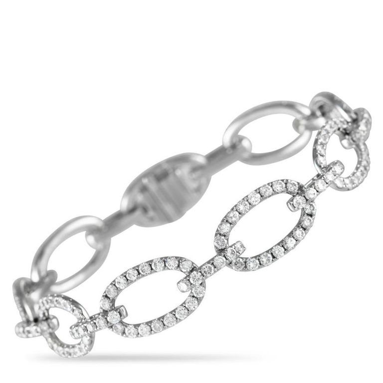 18k white gold diamond link bracelet