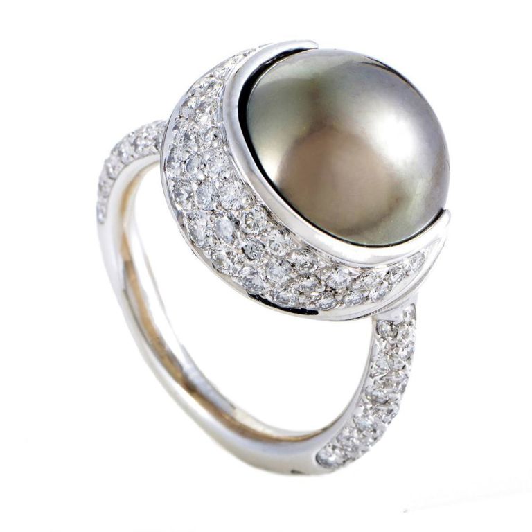 18k white gold pearl ring