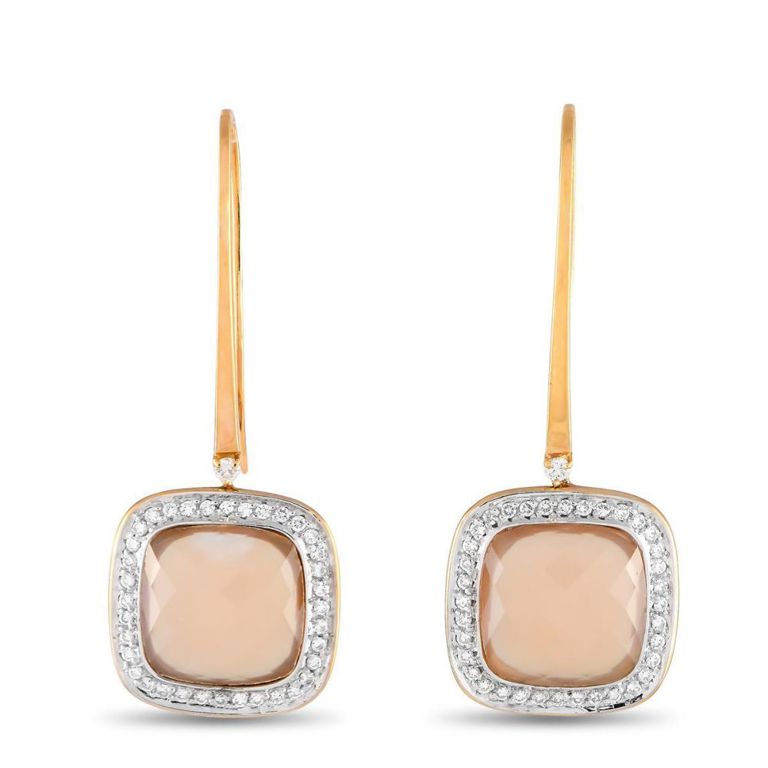 18k yellow gold diamond chalcedony earrings