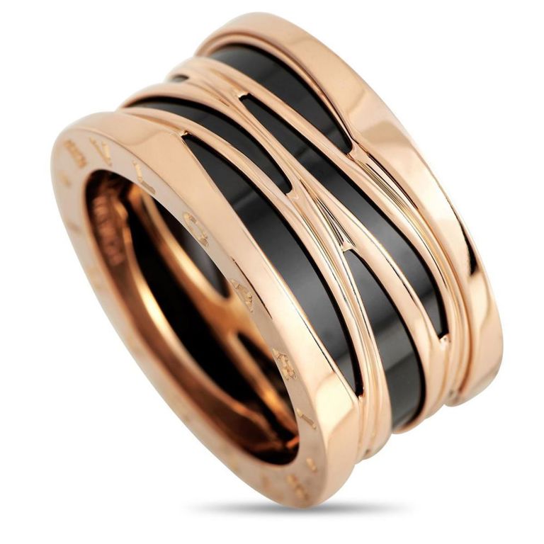 18k rose gold ceramic band ring