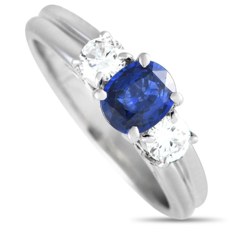 Platinum diamond sapphire ring