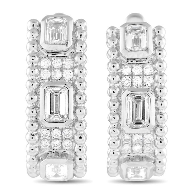 18k white gold diamond hoop earrings