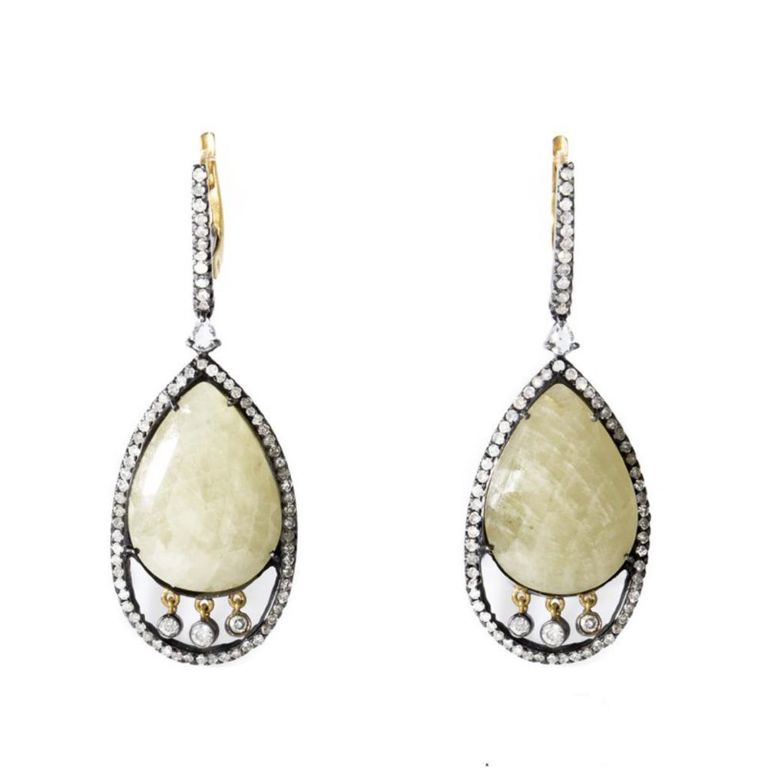 18k gold stainless steel sapphire earrings