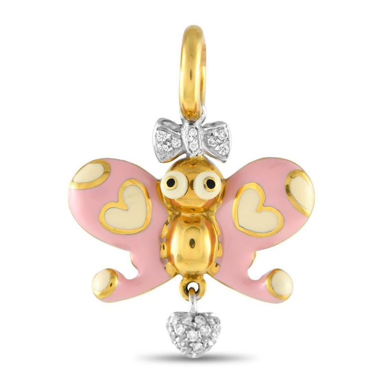 18k yellow gold butterfly charm