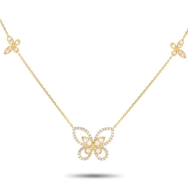 14k yellow gold butterfly necklace