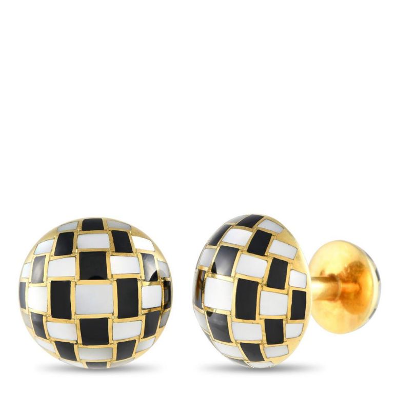 18k yellow gold onyx inlaid cufflinks