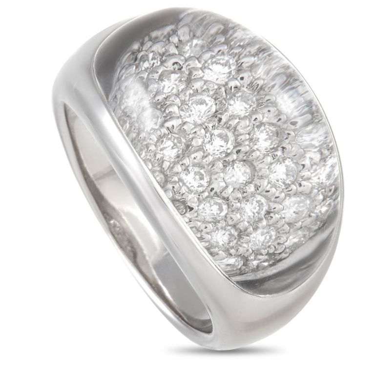 18k white gold diamond crystal ring