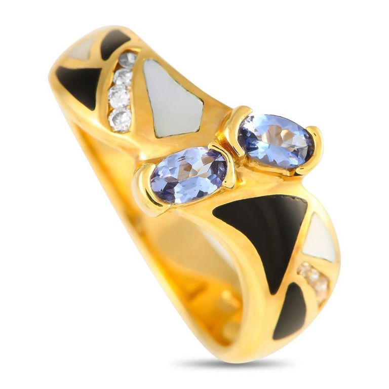 14k yellow gold diamond tanzanite ring