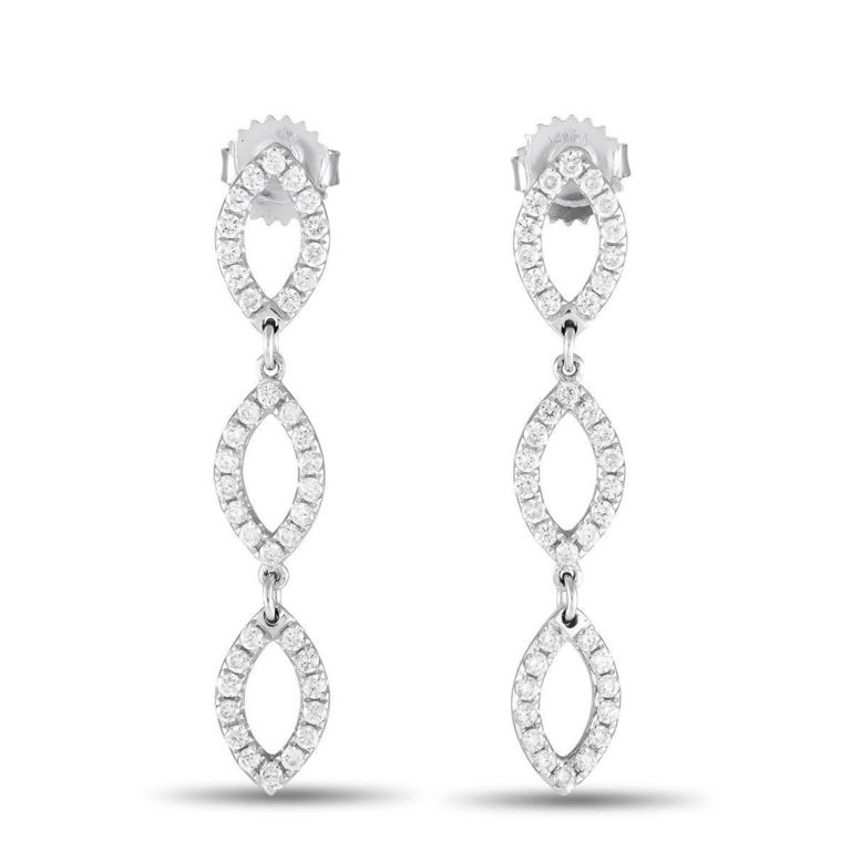 18k white gold diamond drop earrings