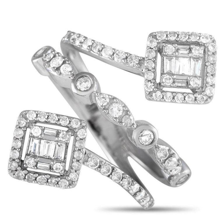14k white gold diamond triple band ring
