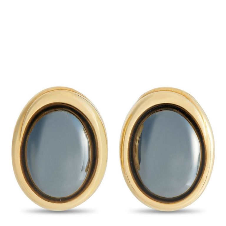 18k yellow gold hematite clip-on earrings